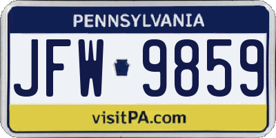 PA license plate JFW9859