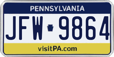 PA license plate JFW9864
