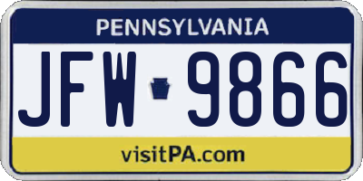PA license plate JFW9866