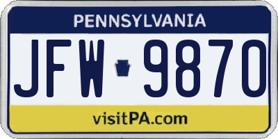 PA license plate JFW9870