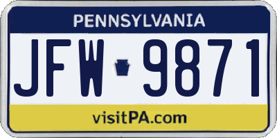 PA license plate JFW9871