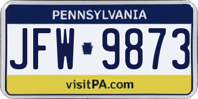 PA license plate JFW9873
