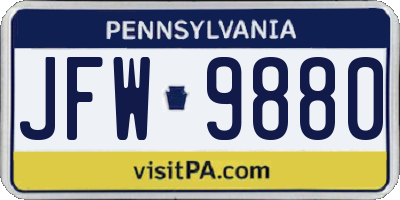 PA license plate JFW9880