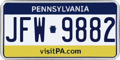 PA license plate JFW9882