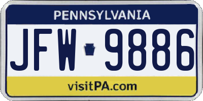 PA license plate JFW9886