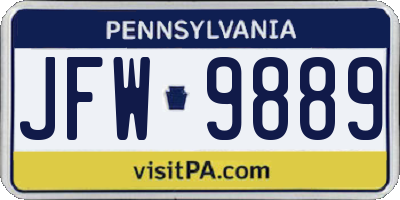 PA license plate JFW9889