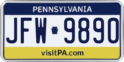 PA license plate JFW9890