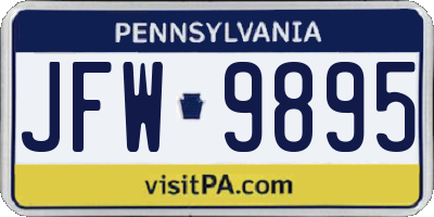 PA license plate JFW9895