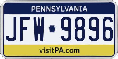 PA license plate JFW9896