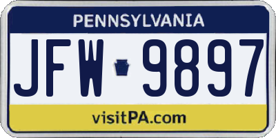 PA license plate JFW9897