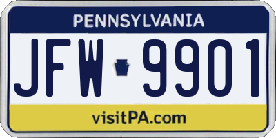 PA license plate JFW9901