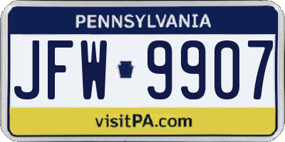 PA license plate JFW9907