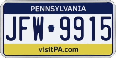 PA license plate JFW9915