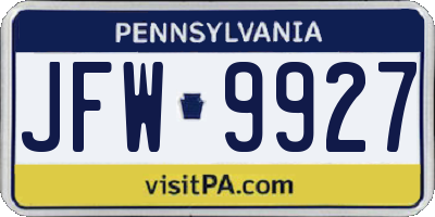 PA license plate JFW9927