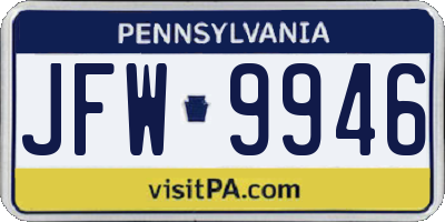 PA license plate JFW9946