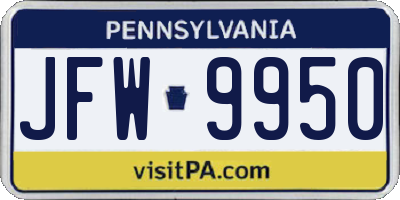 PA license plate JFW9950