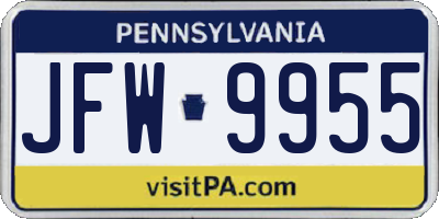PA license plate JFW9955