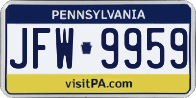 PA license plate JFW9959