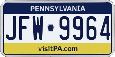 PA license plate JFW9964