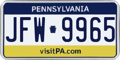 PA license plate JFW9965