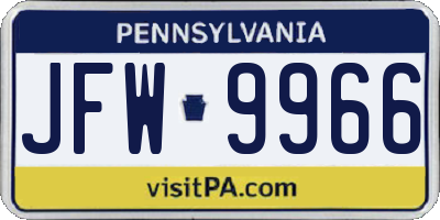 PA license plate JFW9966