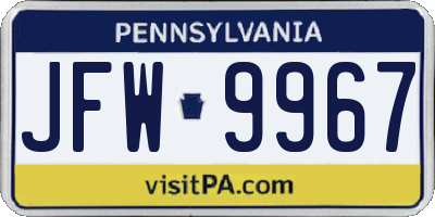 PA license plate JFW9967