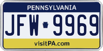 PA license plate JFW9969