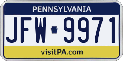 PA license plate JFW9971