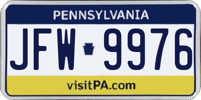 PA license plate JFW9976