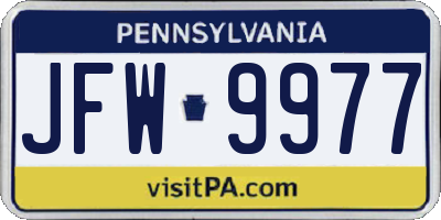PA license plate JFW9977