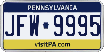 PA license plate JFW9995
