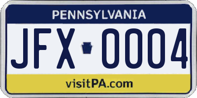 PA license plate JFX0004