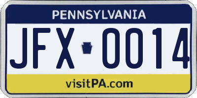 PA license plate JFX0014