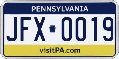 PA license plate JFX0019