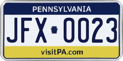 PA license plate JFX0023