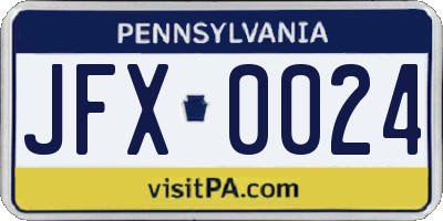PA license plate JFX0024