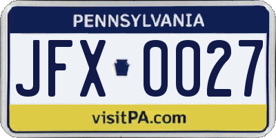 PA license plate JFX0027