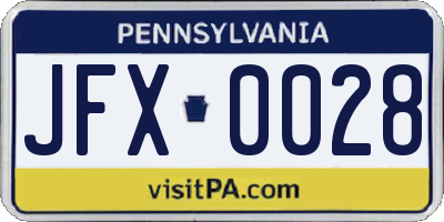 PA license plate JFX0028