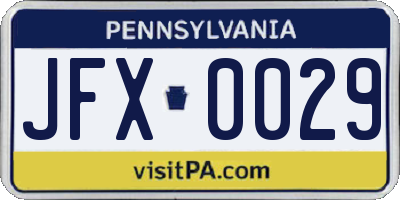 PA license plate JFX0029