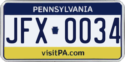 PA license plate JFX0034