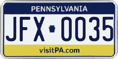 PA license plate JFX0035