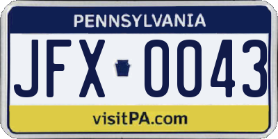 PA license plate JFX0043