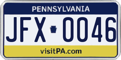 PA license plate JFX0046