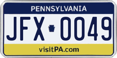 PA license plate JFX0049
