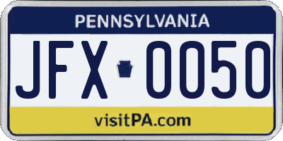 PA license plate JFX0050
