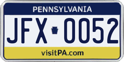 PA license plate JFX0052