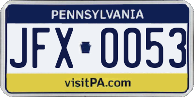PA license plate JFX0053