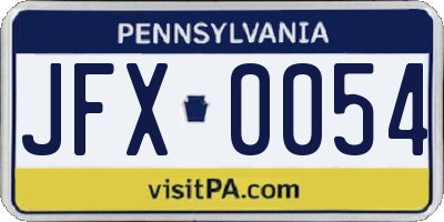 PA license plate JFX0054