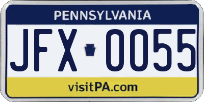 PA license plate JFX0055