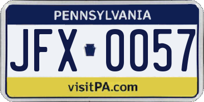 PA license plate JFX0057